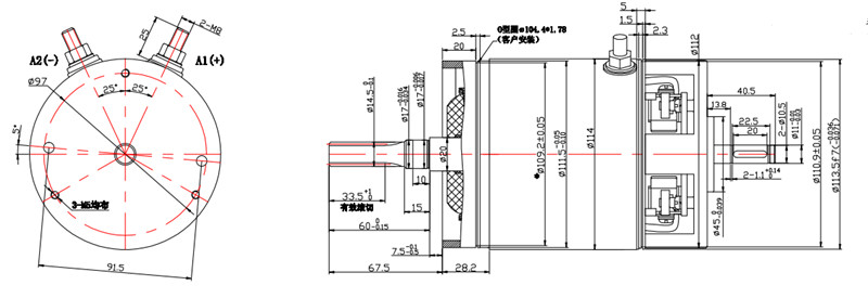 高爾夫球車電機外形尺寸圖